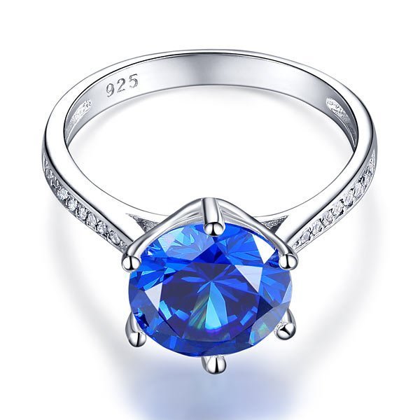 Sterling Silver Wedding Engagement Ring 3 Carat Blue Created Diamond Jewellery