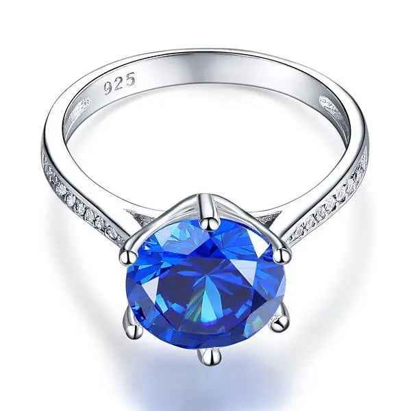 Sterling Silver Wedding Engagement Ring 3 Carat Blue Simulated Diamond Jewellery