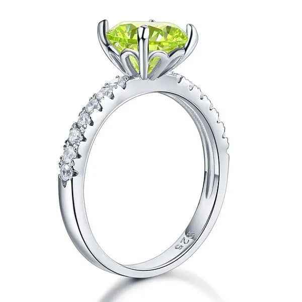 Sterling Silver Bridal Wedding Promise Engagement Ring 2 Carat Green Jewellery