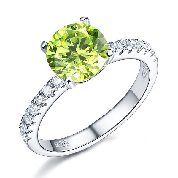 Sterling Silver Bridal Wedding Promise Engagement Ring 2 Carat Green Jewellery