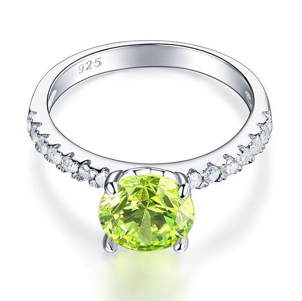 Sterling Silver Bridal Wedding Promise Engagement Ring 2 Carat Green Jewellery