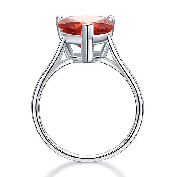Sterling Silver Bridal Ring 3.5 Carat Heart Ruby Red Created Diamond limanilondon
