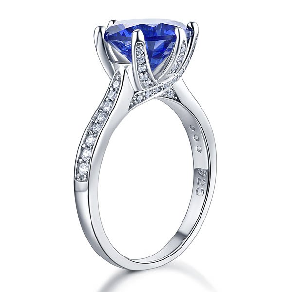 Sterling Silver Engagement Luxury Ring 3 Carat Blue Created Tanzanite Jewellery