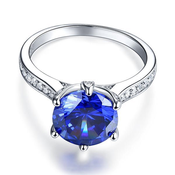 Sterling Silver Engagement Luxury Ring 3 Carat Blue Created Tanzanite Jewellery