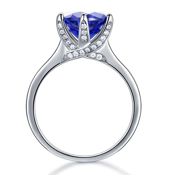 Sterling Silver Engagement Luxury Ring 3 Carat Blue Created Tanzanite Jewellery