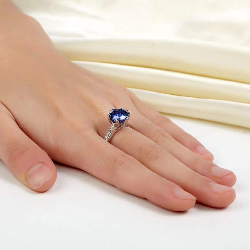Sterling Silver Engagement Luxury Ring 3 Carat Blue Created Tanzanite Jewellery