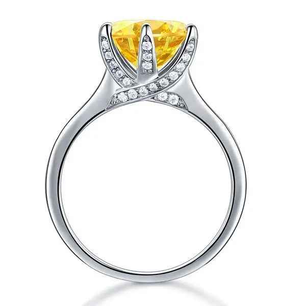 Sterling Silver Bridal Engagement Luxury Ring 3 Carat Yellow Canary Simulated Diamond Jewellery