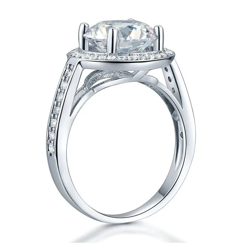 Luxury 925 Sterling Silver Wedding Anniversary Engagement Ring Halo 3.5 Ct Created Diamond limanilondon