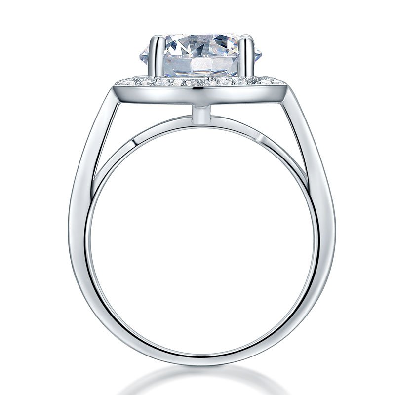Luxury 925 Sterling Silver Wedding Anniversary Engagement Ring Halo 3.5 Ct Created Diamond