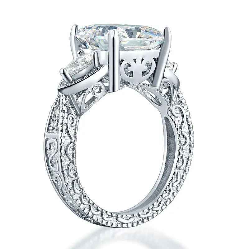 Luxury 925 Sterling Silver Wedding Engagement Ring Vintage 4 Ct Created Diamond