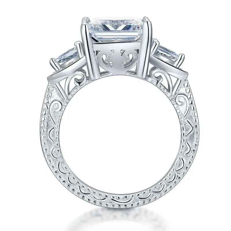 Luxury 925 Sterling Silver Wedding Engagement Ring Vintage 4 Ct Created Diamond