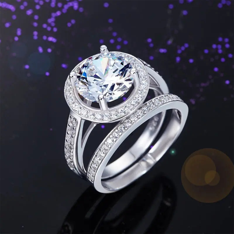 Luxury 925 Sterling Silver Promise Engagement Ring Set 3.5 Ct Vintage Created Diamond limanilondon