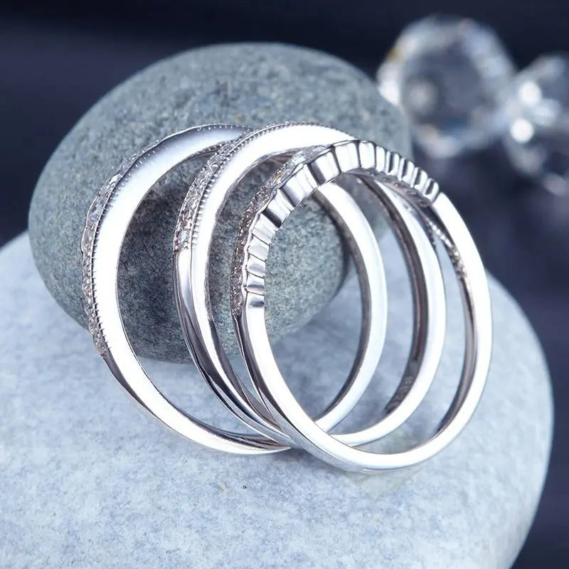 Solid 925 Sterling Silver Wedding Band Ring Set 3-Pieces Anniversary limanilondon