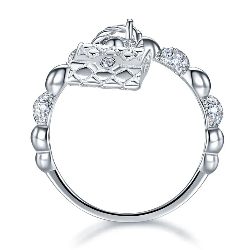 Solid 925 Sterling Silver Band Dangle Purse Ring New Style Design limanilondon