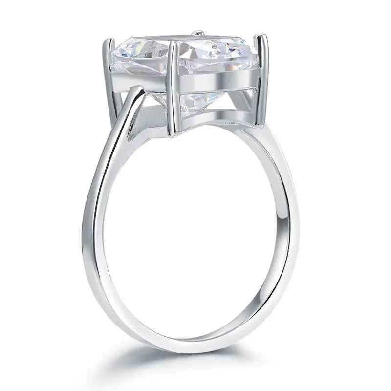 Solid 925 Sterling Silver 6 Carat Wedding Anniversary Solitaire Ring Luxury