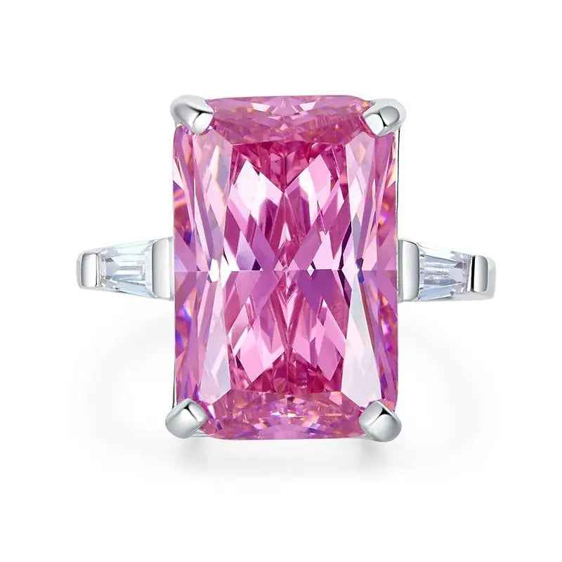 8.5 Carat Pink Simulated Diamond Stone Solid 925 Sterling Silver Ring Party Luxury Jewellery