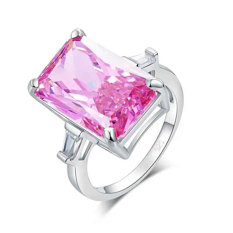 8.5 Carat Pink Simulated Diamond Stone Solid 925 Sterling Silver Ring Party Luxury Jewellery
