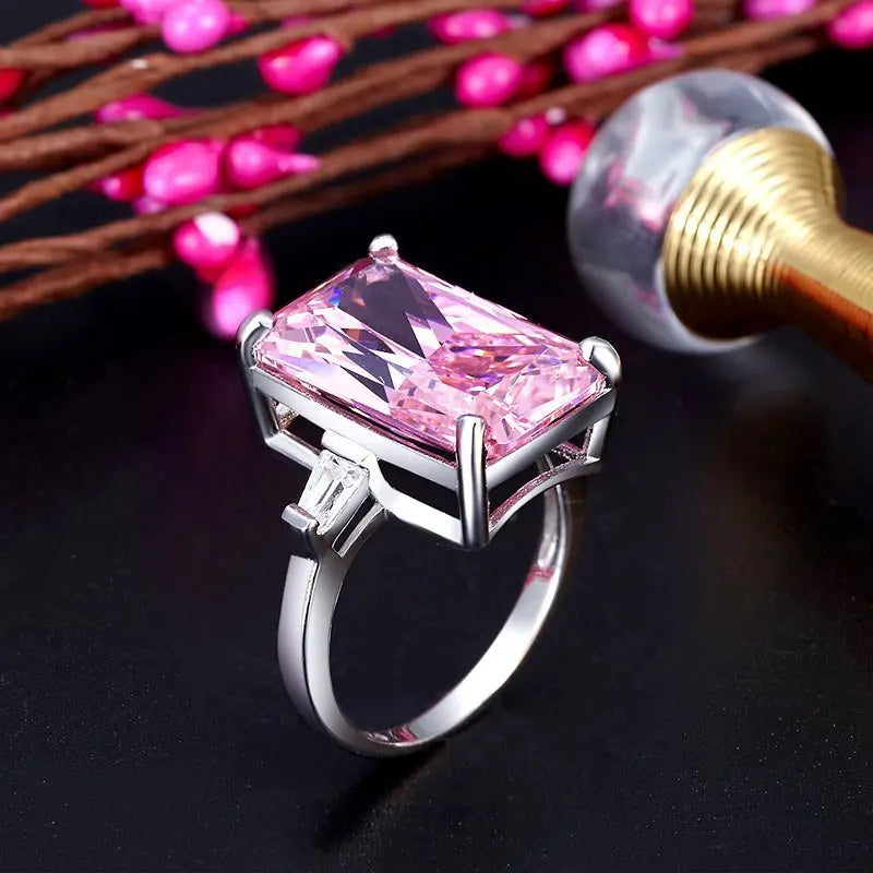 8.5 Carat Pink Created Diamante Stone Solid 925 Sterling Silver Ring Party Luxury Jewellery limanilondon