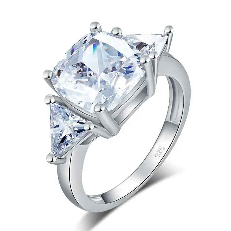 Solid 925 Sterling Silver 2 Pcs Wedding Engagement Ring Set 1 Ct Simulated Diamond