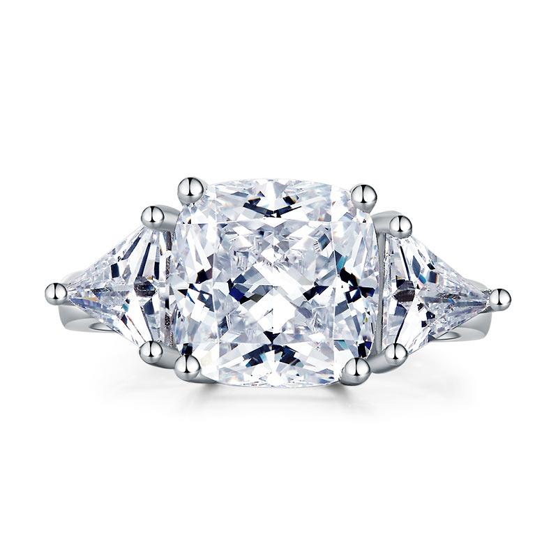 Cushion Cut 4 Carat Solid 925 Sterling Silver Ring Party Luxury Jewelry Created Diamante