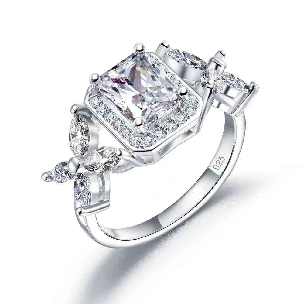 Pageant Luxury Ring Solid 925 Sterling Silver Butterfly Wedding Jewellery