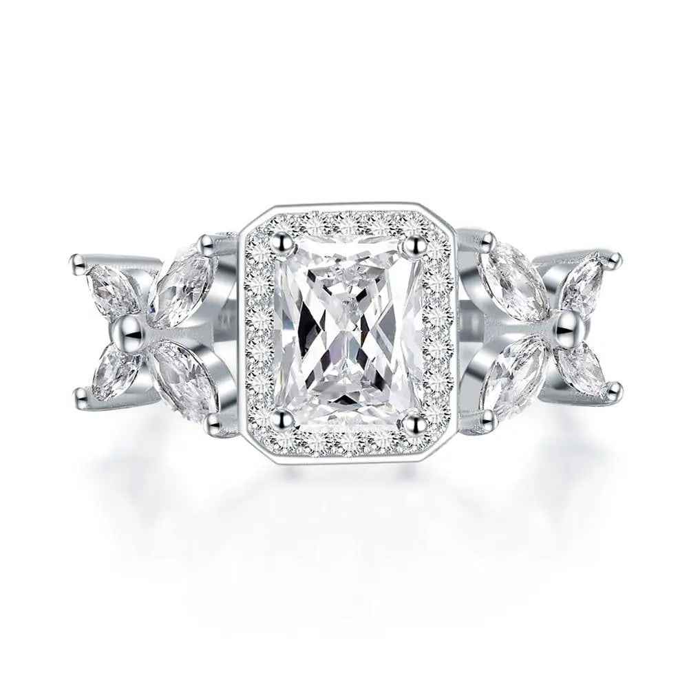 Pageant Luxury Ring Solid 925 Sterling Silver Butterfly Wedding Jewellery