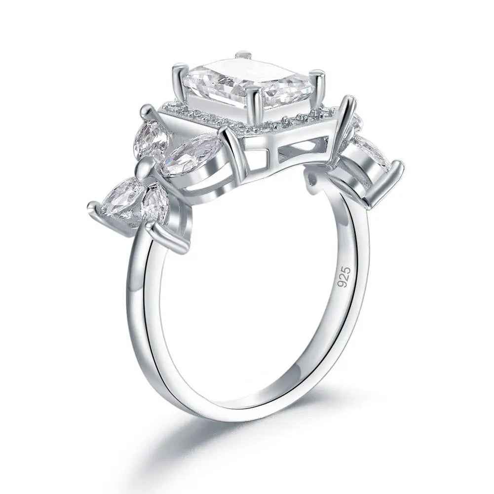 Pageant Luxury Ring Solid 925 Sterling Silver Butterfly Wedding Jewellery