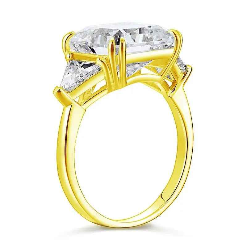 Solid 925 Sterling Silver Three-Stone Luxury Ring 8 Carat Created Diamond Ring
