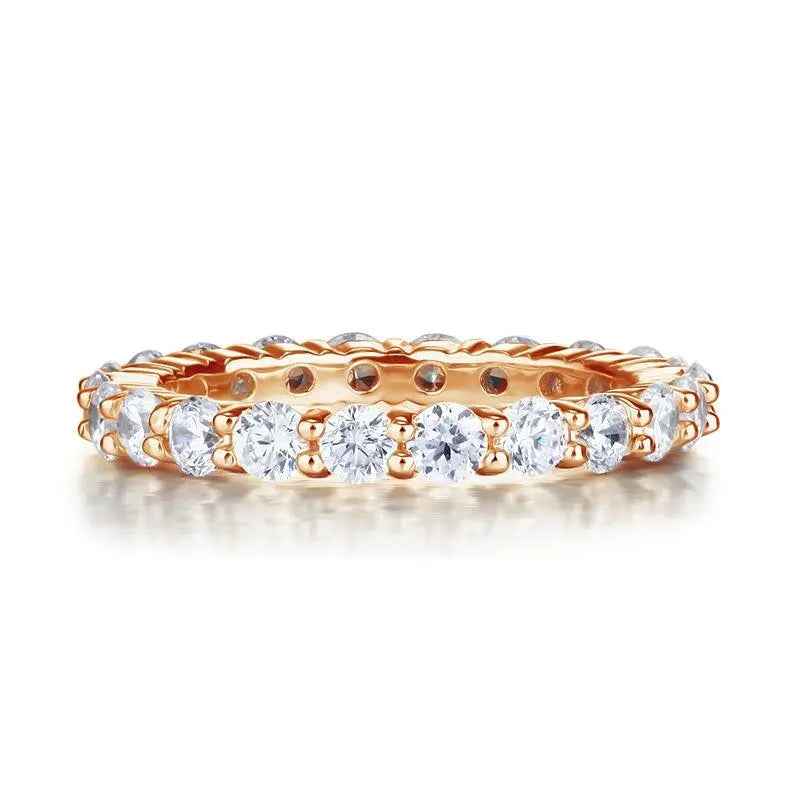 Solid 925 Sterling Silver Wedding Band Eternity Stacking Ring Rose Gold Plated