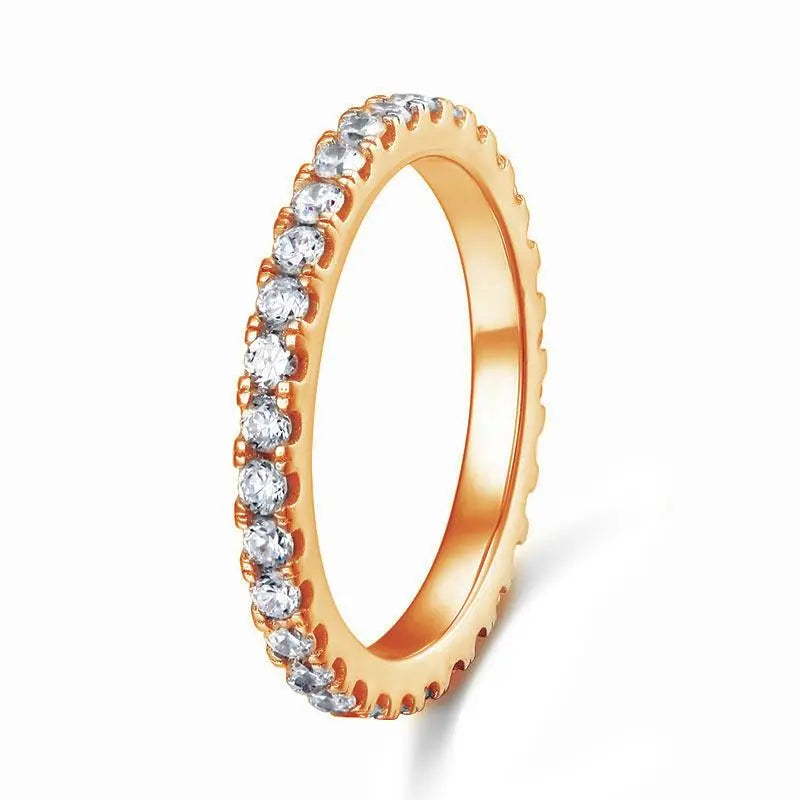 Rose Gold Plated Wedding Band Eternity Ring Created Diamond Solid Sterling 925 Silver limanilondon
