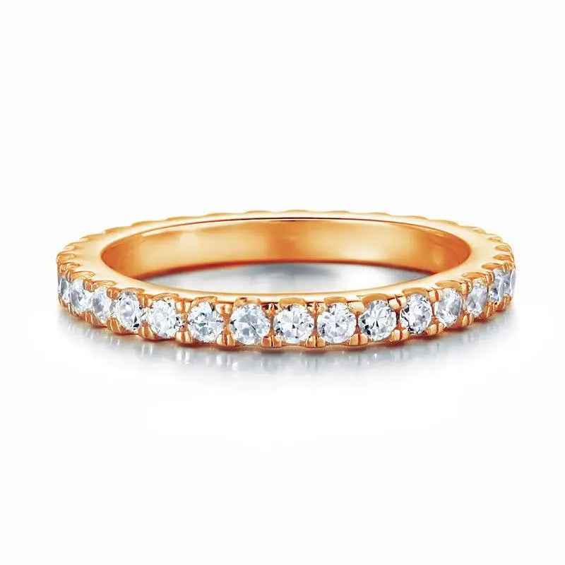 Rose Gold Plated Wedding Band Eternity Ring Created Diamond Solid Sterling 925 Silver