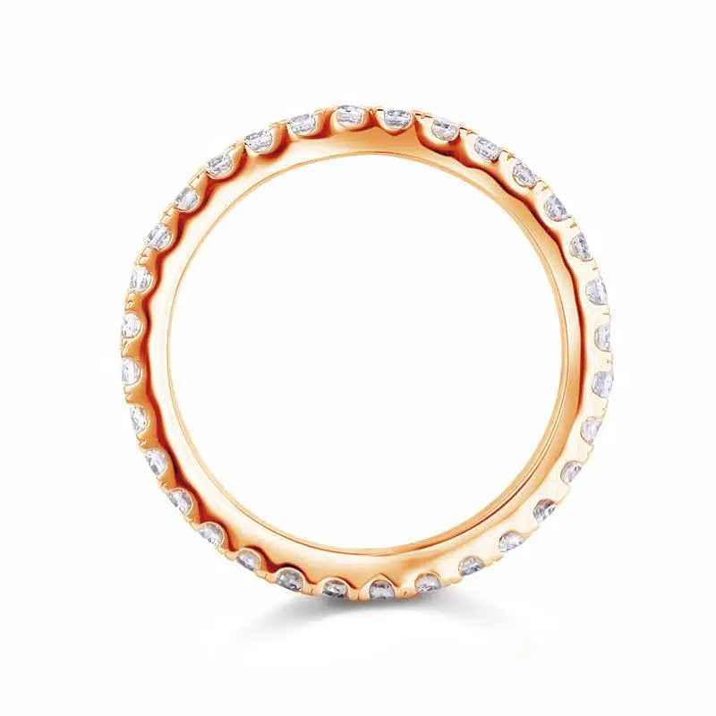 Rose Gold Plated Wedding Band Eternity Ring Created Diamond Solid Sterling 925 Silver
