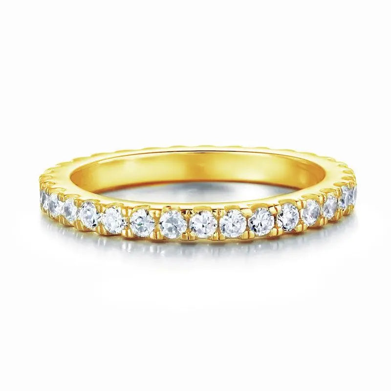 Eternity Band Created Diamond Solid Sterling 925 Silver Yellow Gold Plated Wedding Band limanilondon