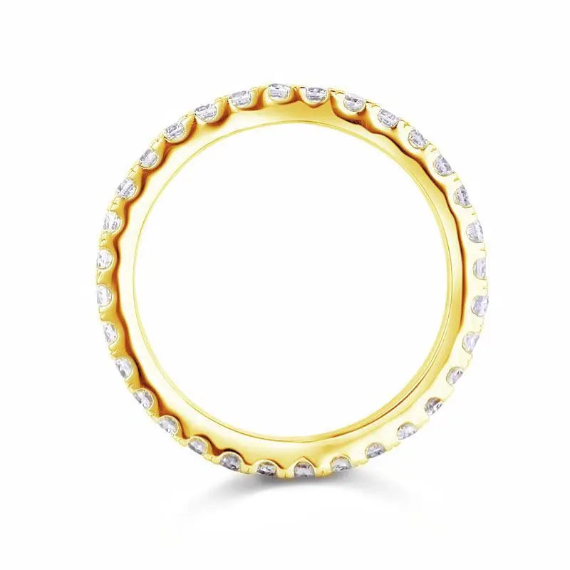 Eternity Band Created Diamond Solid Sterling 925 Silver Yellow Gold Plated Wedding Band limanilondon