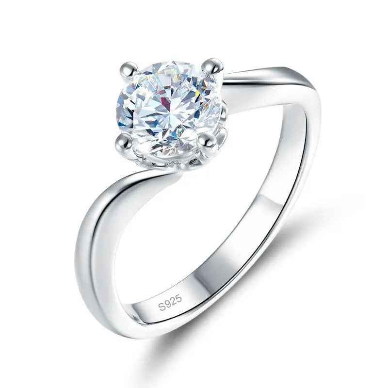 1 Carat Moissanite Swirl Solitaire Engagement Ring | Sterling Silver