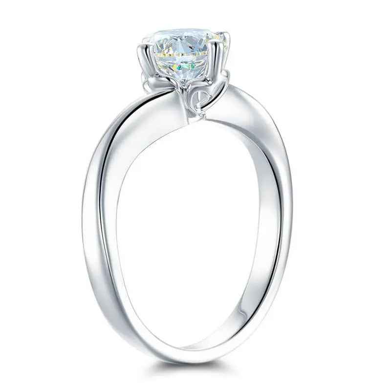 1 Carat Moissanite Swirl Solitaire Engagement Ring | Sterling Silver