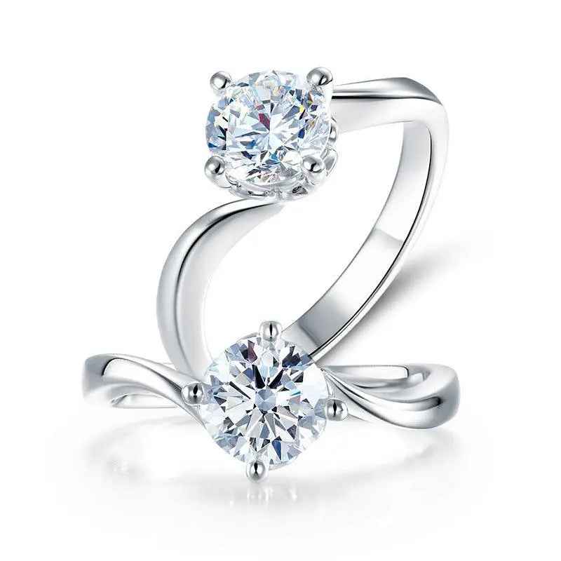 1 Carat Moissanite Swirl Solitaire Engagement Ring | Sterling Silver