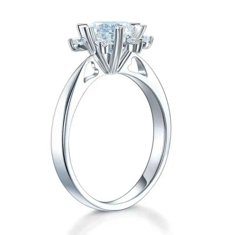 1 Carat Moissanite Flower Engagement Ring | Sterling Silver