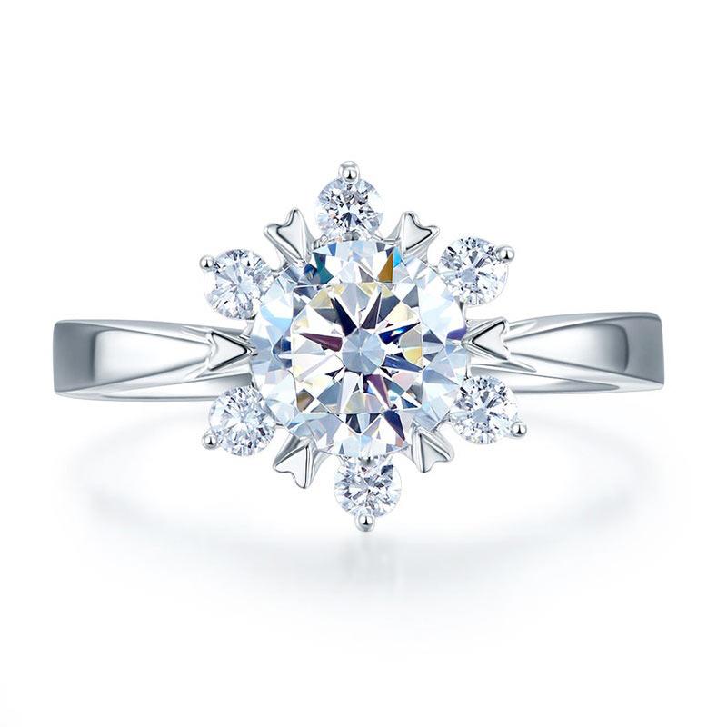 1 Carat Moissanite Diamond Flower Engagement 925 Sterling Silver Ring