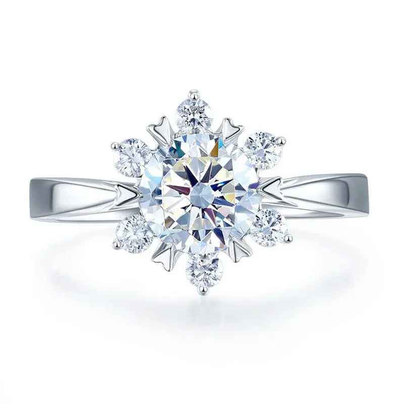 1 Carat Moissanite Flower Engagement Ring | Sterling Silver