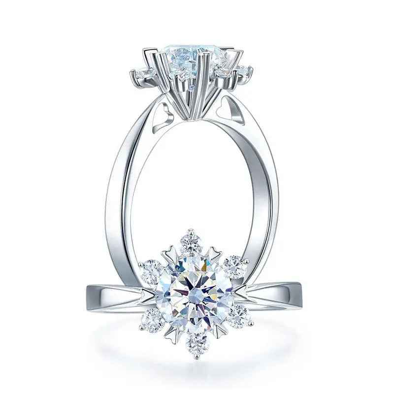 1 Carat Moissanite Flower Engagement Ring | Sterling Silver