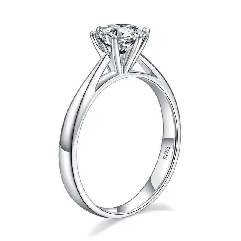 1 Carat Moissanite Engagement Ring | Classic 6 Claw | Sterling Silver