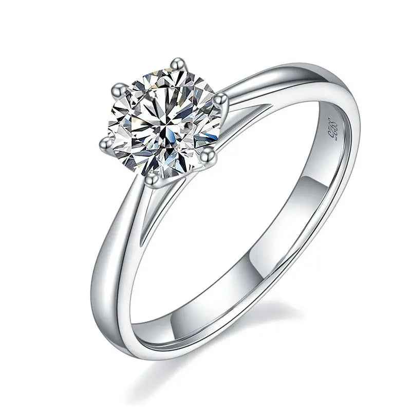 1 Carat Moissanite Engagement Ring | Classic 6 Claw | Sterling Silver