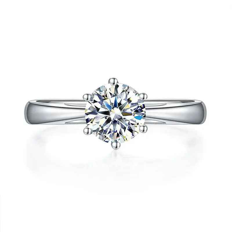 1 Carat Moissanite Engagement Ring | Classic 6 Claw | Sterling Silver