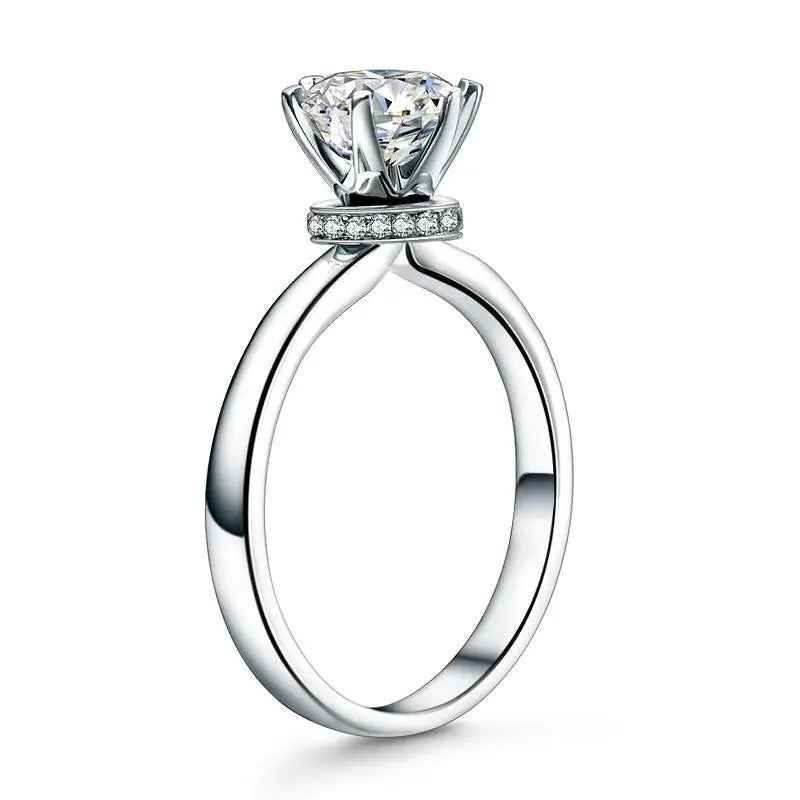1 Carat Moissanite Engagement Ring | 6 Claw Setting | Sterling Silver