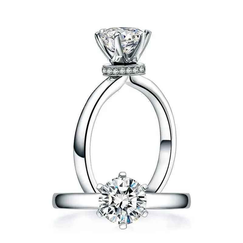1 Carat Moissanite Engagement Ring | 6 Claw Setting | Sterling Silver