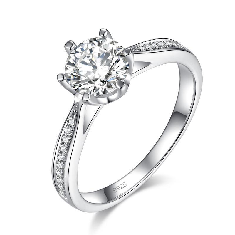 1 Carat Moissanite Diamond Ring Engagement 925 Sterling Silver
