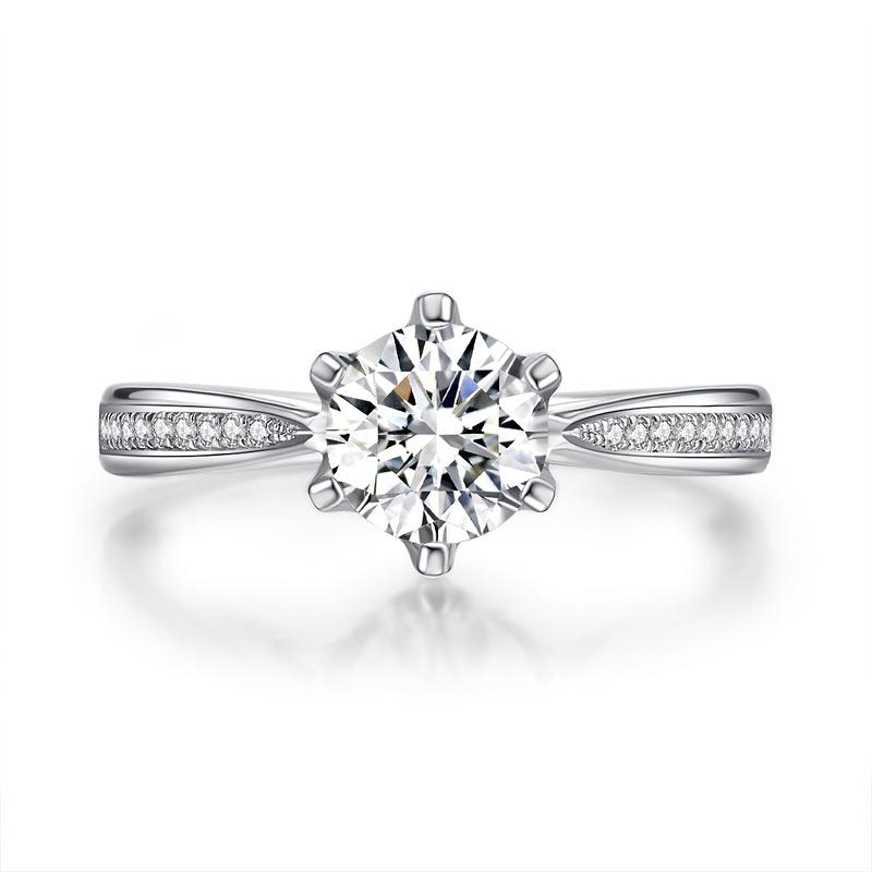 1 Carat Moissanite Diamond Ring Engagement 925 Sterling Silver