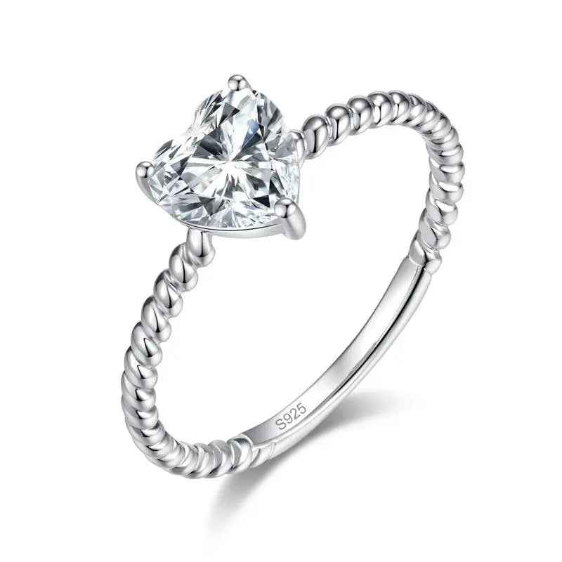 1 Carat Heart Moissanite Engagement Ring | Sterling Silver