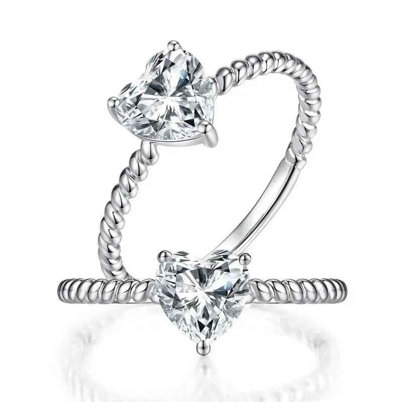 1 Carat Heart Moissanite Engagement Ring | Sterling Silver